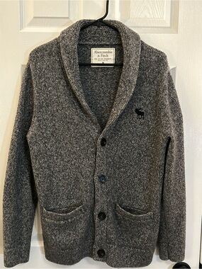 Abercrombie & Fitch Gray Shawl Collar Button Cardigan Sweater Men’s M